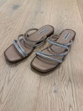 STEVE MADDEN - Size 9 - Rhinestone Strap Slide Sandals
